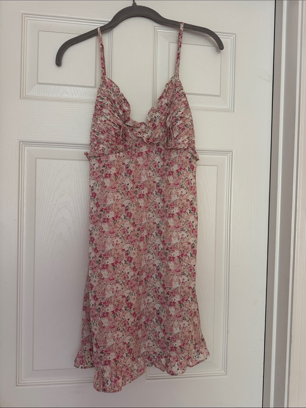 Floral Ruffle Slip Dress - Pink, Mini